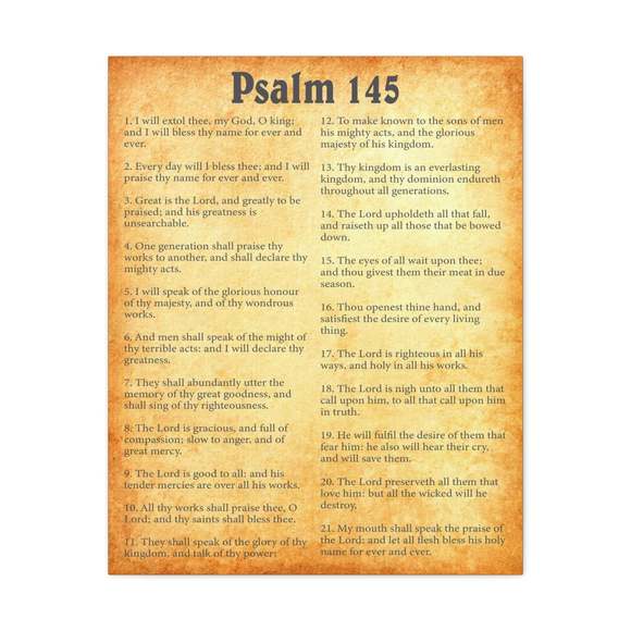 Scripture Sign Psalm 145 Chapter Gold Bible Canvas Christian Wall Art Ready to